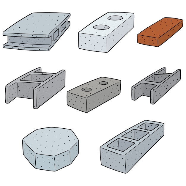 vector set van betonnen constructie blok