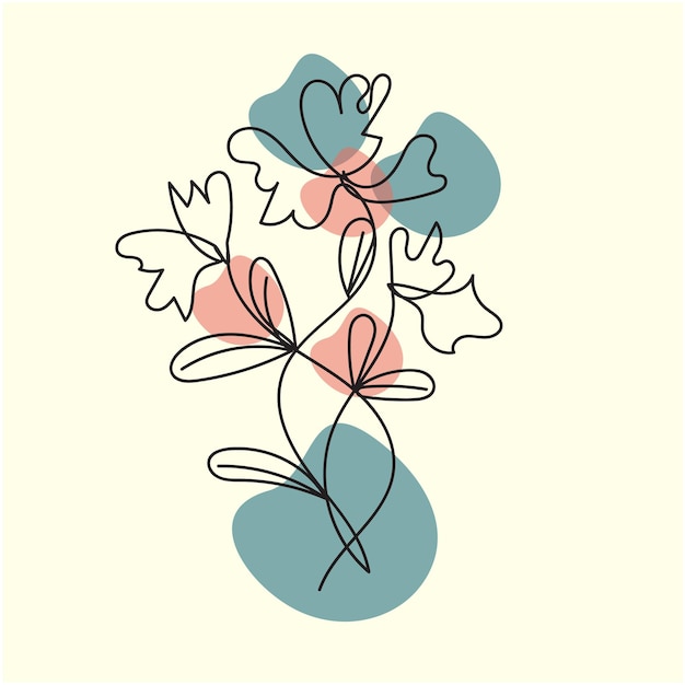 vector set van botanische blad doodle wildflower lijn kunst