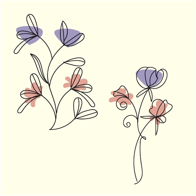 vector set van botanische blad doodle wildflower lijn kunst