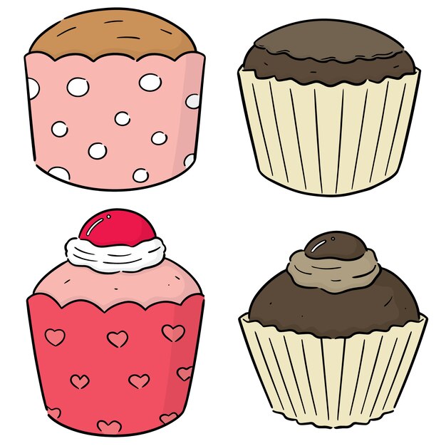 vector set van cupcakes