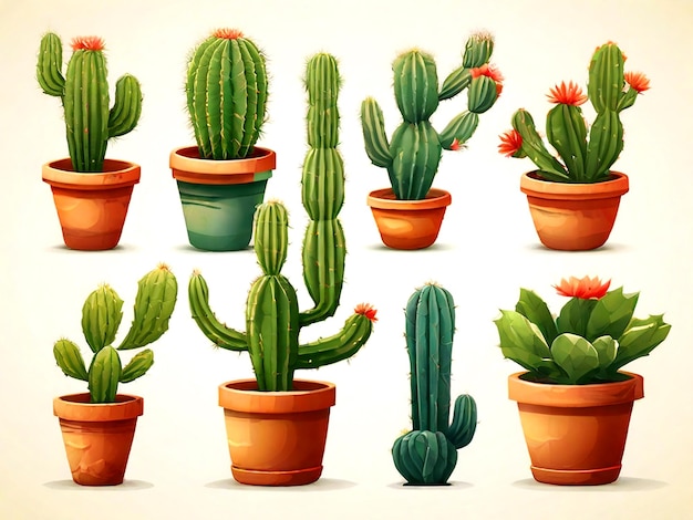 Vector Set van geïsoleerde cactusplanten.