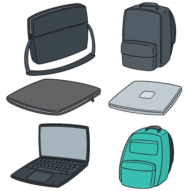 vector set van laptop en laptoptas