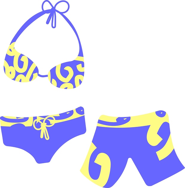 Vector set van mannen en vrouwen zwembroek kleurrijke bikini strandkleding