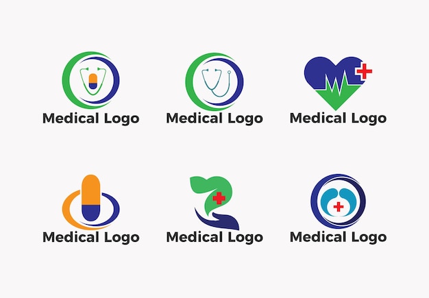 Vector set van medische gezondheidszorg logo sjabloon premium vector