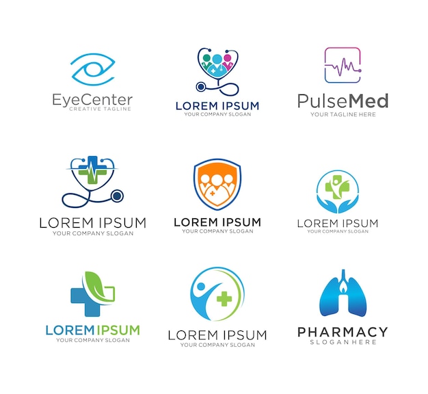Vector set van medische logo gezondheidszorg ontwerpsjabloon