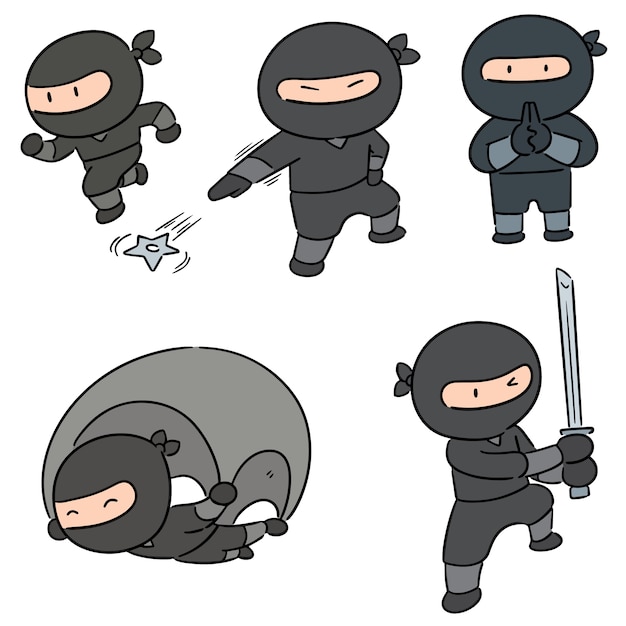 Vector set van ninja