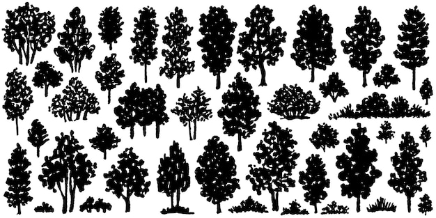 Vector set van plant en boom silhouet