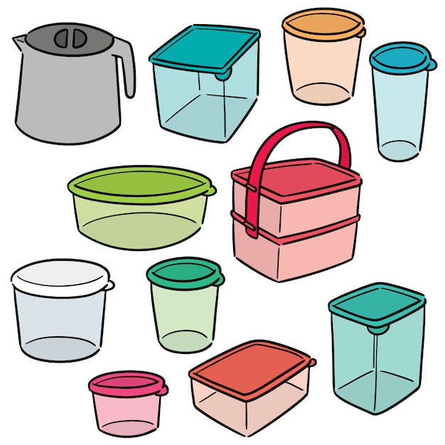 Vector set van plastic container