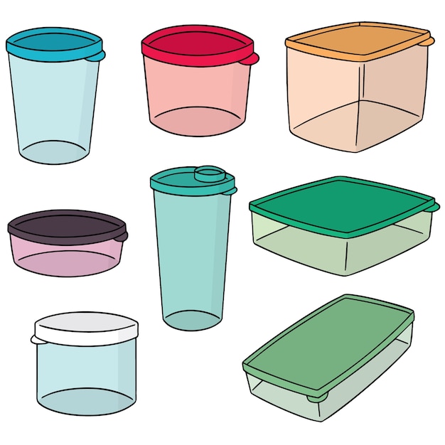 Vector set van plastic container