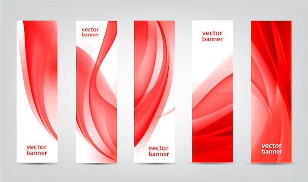 Vector set van rode zijde golvende verticale banners