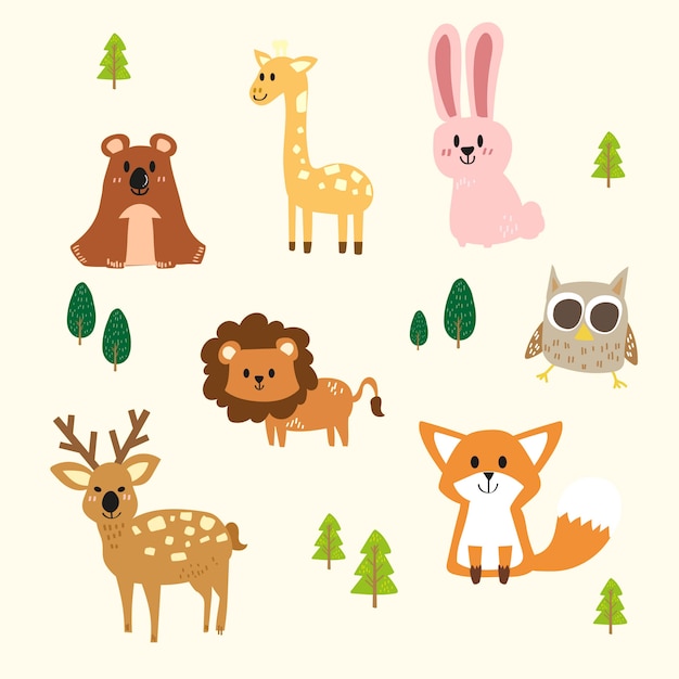 Vector set van schattige bos dieren.