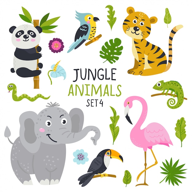 Vector set van schattige dieren uit de jungle