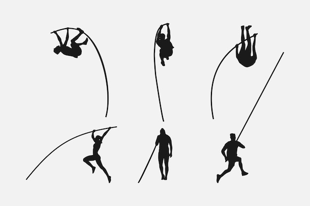 Vector set van silhouetten van paal springen sport atletiek activiteit thema's Geïsoleerde achtergrond