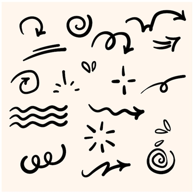 Vector set van verschillende doodles Hand getrokken elementen geïsoleerd op een witte achtergrond
