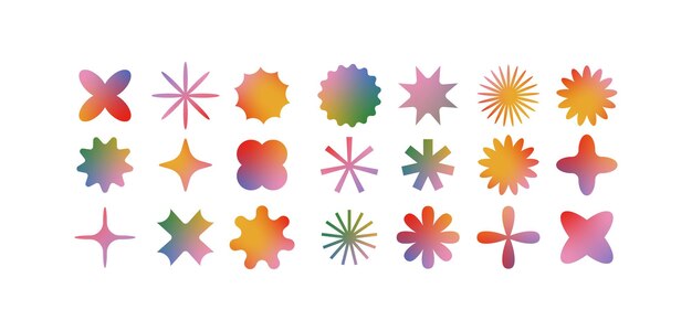 Vector set van verschillende geometrische vormen en elementen Brutalistisch ontwerp iconen en tekens Basisvormen