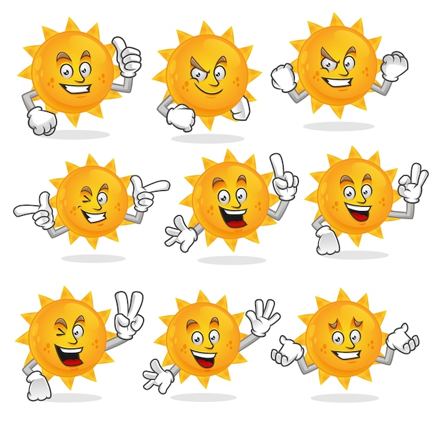 vector set van zon mascotte