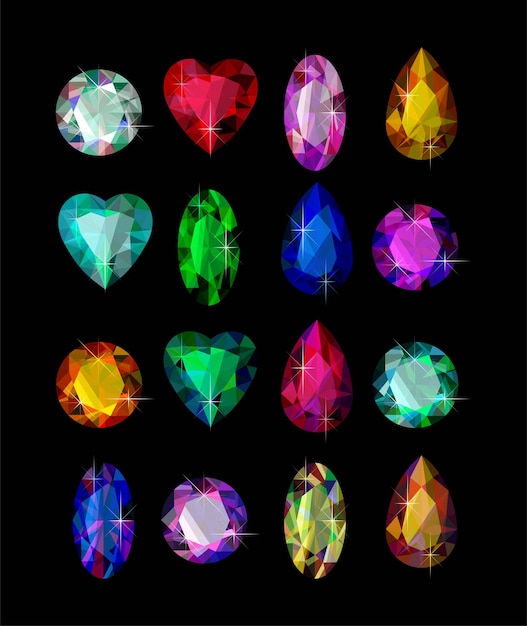 Vector vector set of varicolored gems