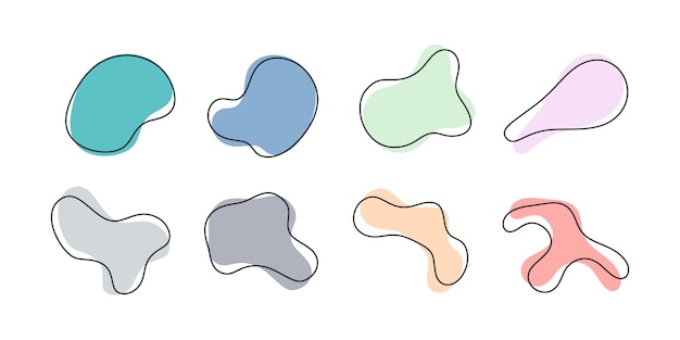 Vector set verzameling van organische abstracte amoeba vloeistof blob vorm voor decoratie