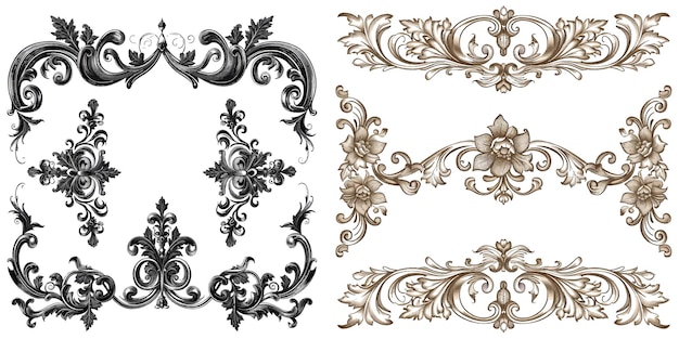 Vector set vintage baroque style arabic decorative calligraphy design