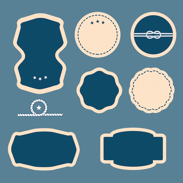 Vector vector set of vintage frames blank retro badges and labels sea and nautical