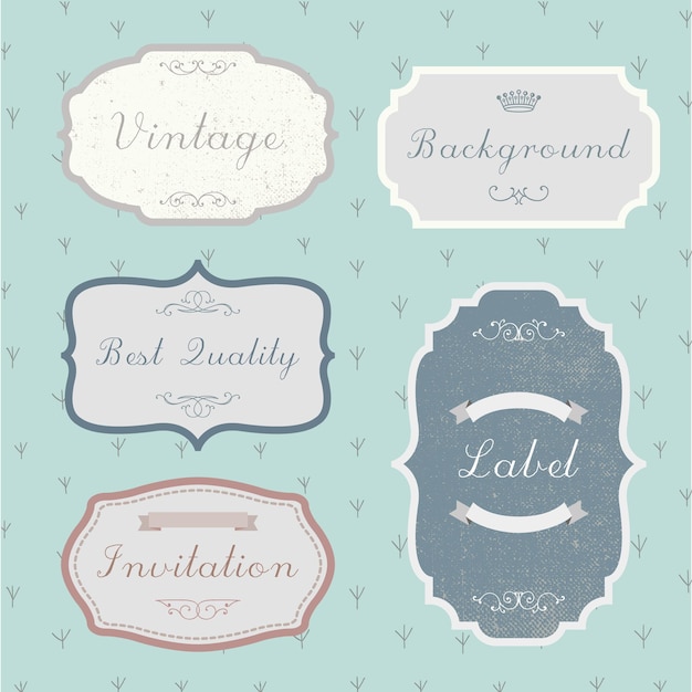 Vector vector set of vintage, retro labels, frames isolated. pastel colors