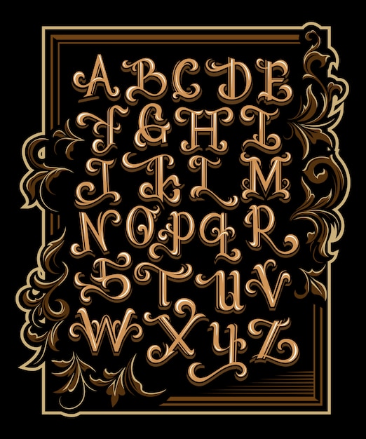 Vector set of vintage style alphabet