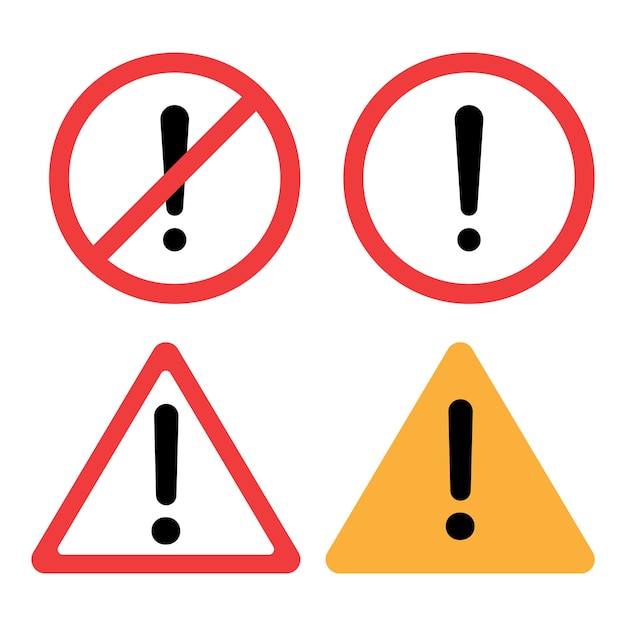 Vector vector set of warning signs attention