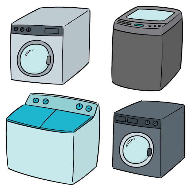 Vector set of washing machine