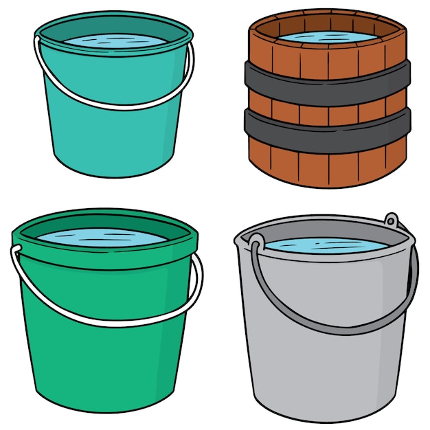 Vector vector set of water buckets