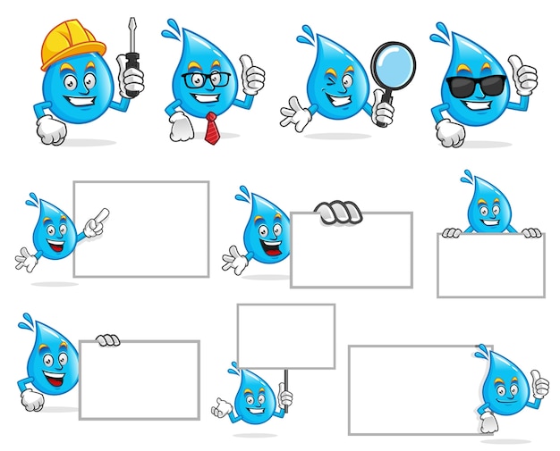 Vector set of water mascot