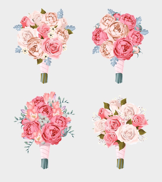 Vector vector set of wedding bouquet