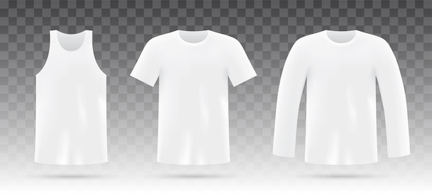 Vector vector set of white shirts, isolated on background.