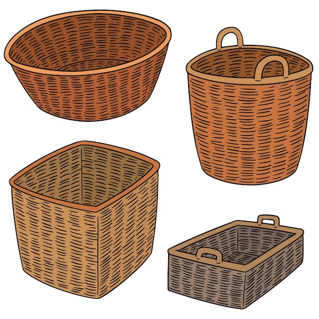 Vector set of wicker baskets