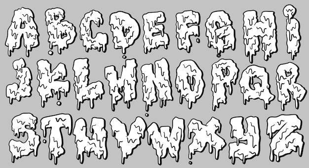 Vector vector set wildstyle graffiti font alphabet lettering