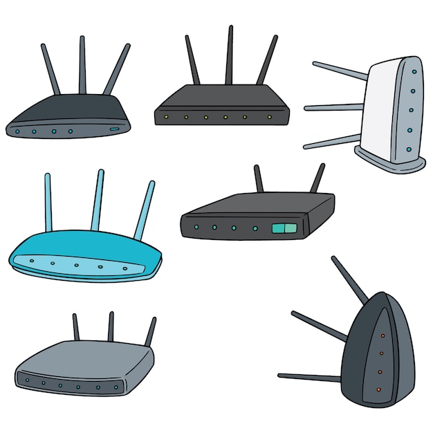 Set vettoriale di router wireless