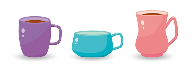 Вектор Векторный набор с чашками для чая и кофе