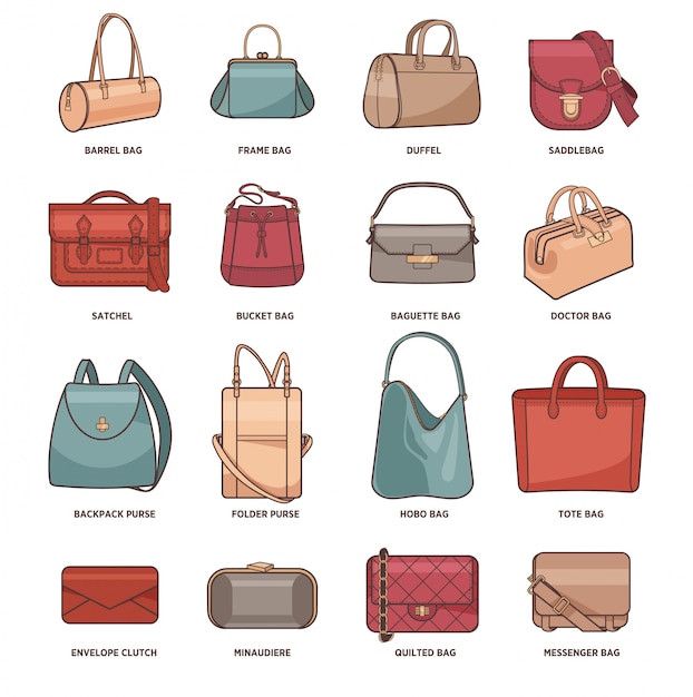 Vector set with fashion bags.