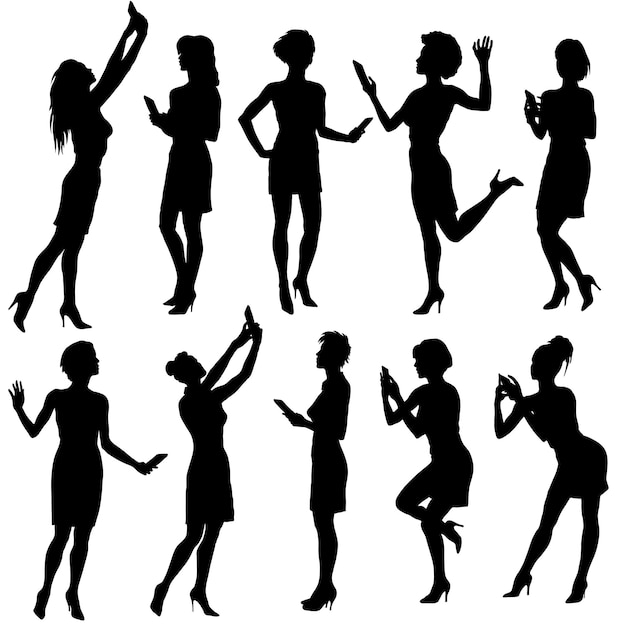 Vector set of woman silhouettes