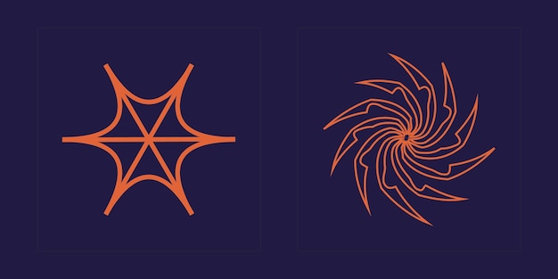 Vector set of Y2K Brutalism star and flower shapes Cyberpunk elements