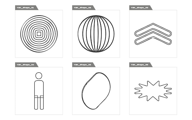 Set vettoriale di y2k brutalism stelle e forme floreali icone minimaliste piatte