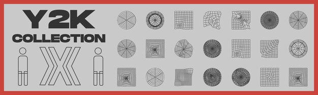 Vettore set vettoriale di y2k brutalismo stelle e forme floreali oggetti in stile y2k