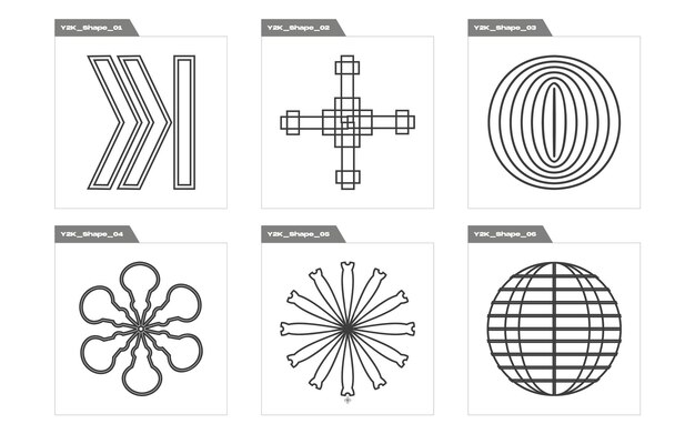 Векторный набор шаблонов экстраординарных графических активов Y2K для плакатов с заметками