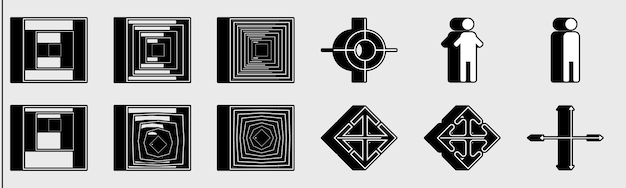 Векторный набор Y2K Большой набор ретро-объектов для дизайна Абстрактные формы баухауза