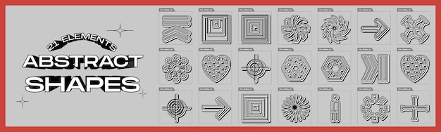 Vector set of Y2K Minimalist geometric elements ornaments for decoration