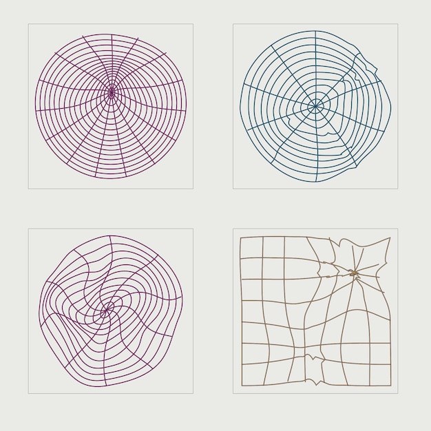 Vector set of Y2K Rave psychedelic retro futuristic set Elements for graphic decoration