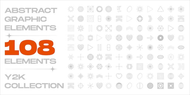 Vector set of Y2K Trendy geometric design elements Simple shapes forms