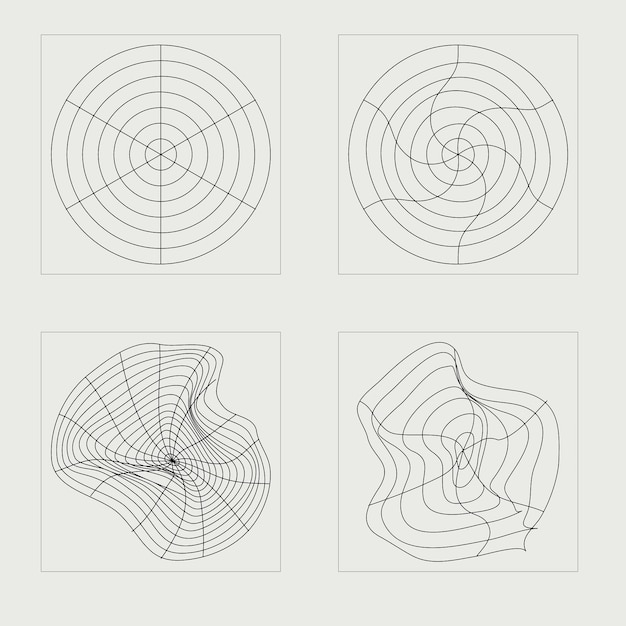 Vector set Y2K Trendy geometrische postmoderne figuren Plat minimalistische iconen