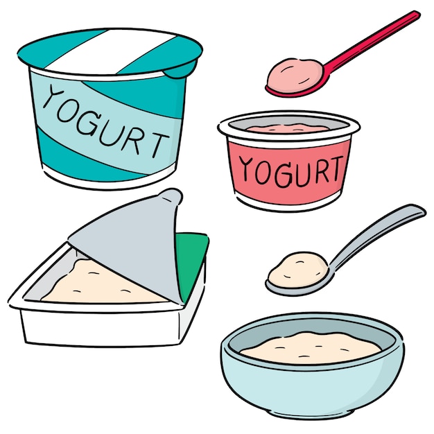 Vector set of yogurt