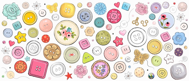 Vector sewing buttons set