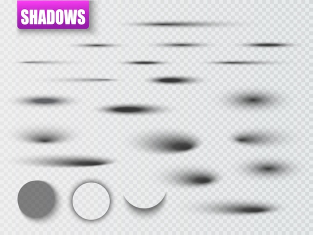 Vector shadows isolated. set of round and square shadow effects.